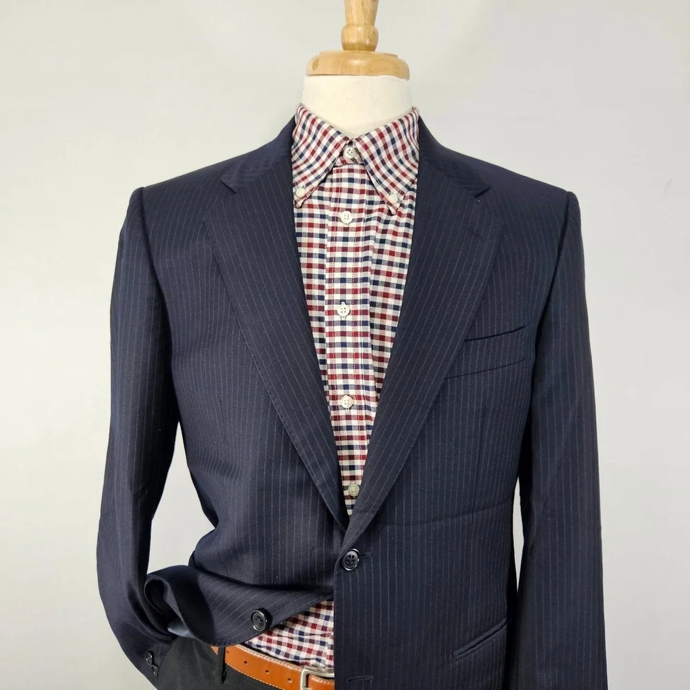 Daniel Cremieux Men's Sport Coat Blazer Super 160s Navy Striped Loro Piana 40R